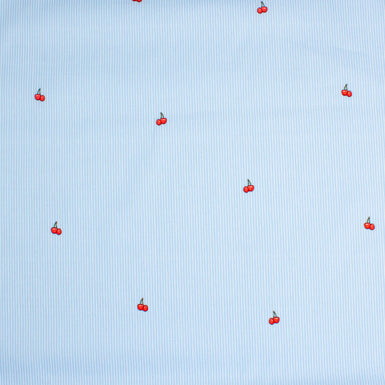 Cherry Printed Pinstriped Shirting Cotton
