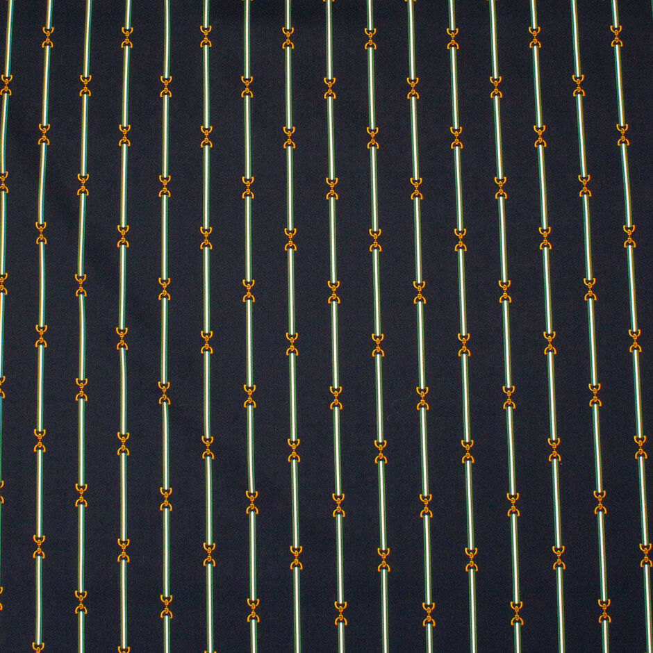 Green & White Striped & Link Printed Shirting Cotton (A 2.50m Piece)