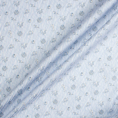 Sea Creatures Printed Blue Striped Pure Cotton