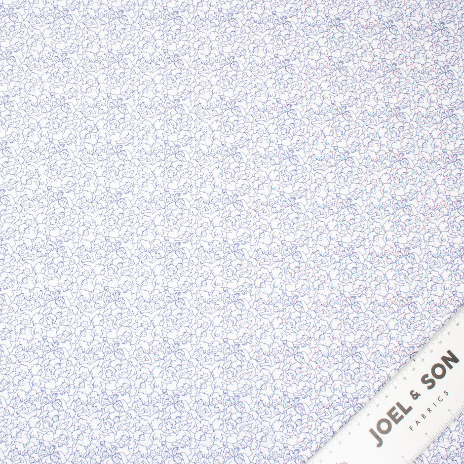 Blue Unadorned Silhouette Printed Shirting Cotton