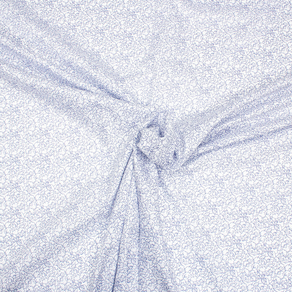 Blue Unadorned Silhouette Printed Shirting Cotton