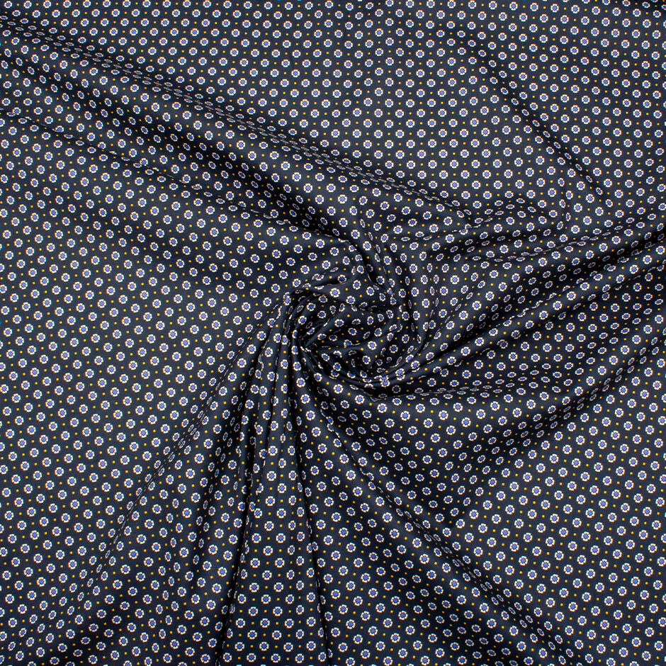 Floral Printed Midnight Blue Pure Cotton Shirting