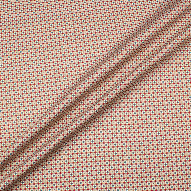 Cream & Blue Geo Printed Red Shirting Cotton