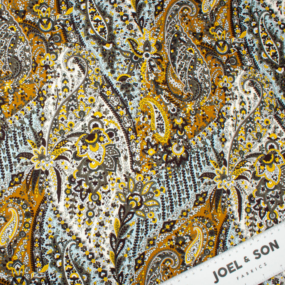 Mustard, Grey, Yellow Floral Printed Shirting Cotton