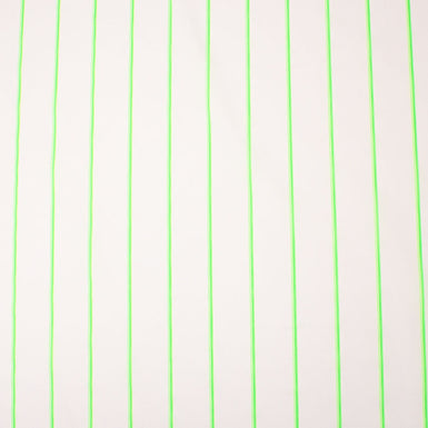 Fluorescent Green Striped White Shirting Cotton