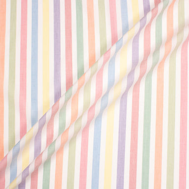 Rainbow Coloured Candy Striped Shirting Cotton