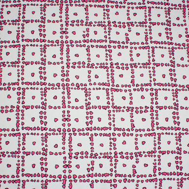 Candy Pink Heart Printed Lilac Pure Silk Twill
