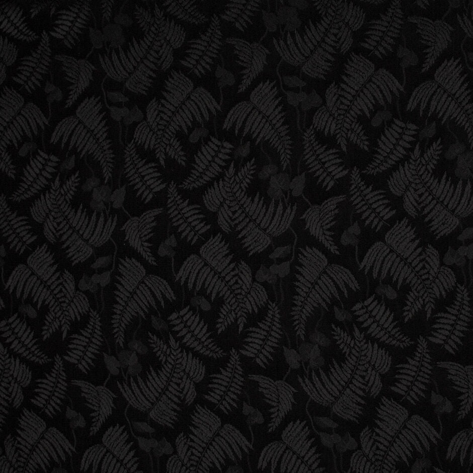 Jet Black Leaf Jacquard Microfibre