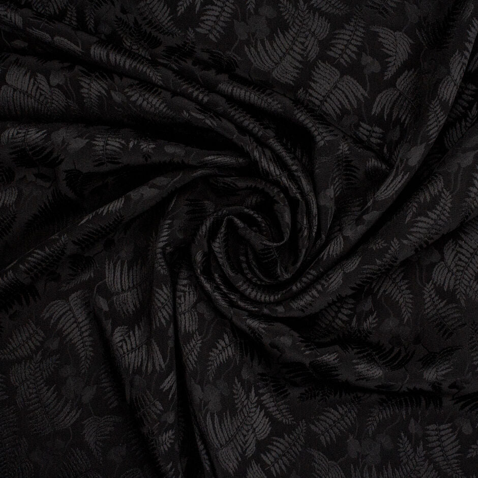 Jet Black Leaf Jacquard Microfibre