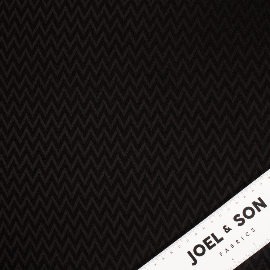 Black Zig Zag Jacquard Microfibre