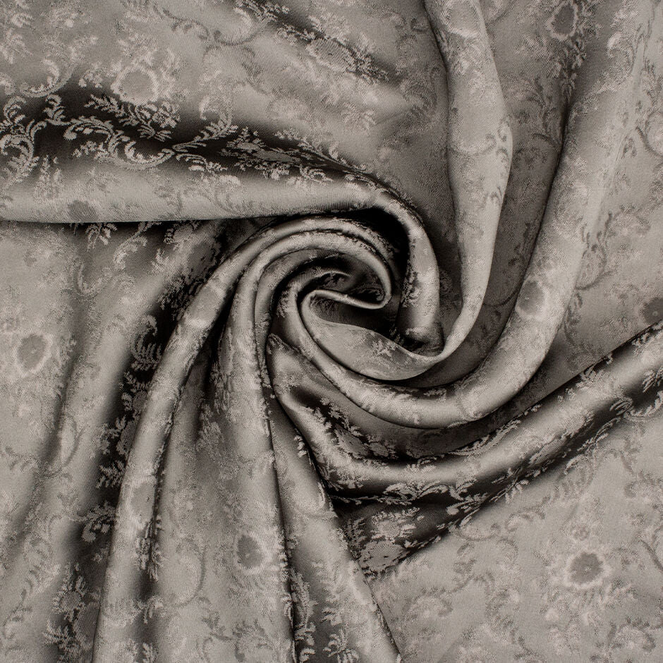 Silver Grey Floral Jacquard Viscose