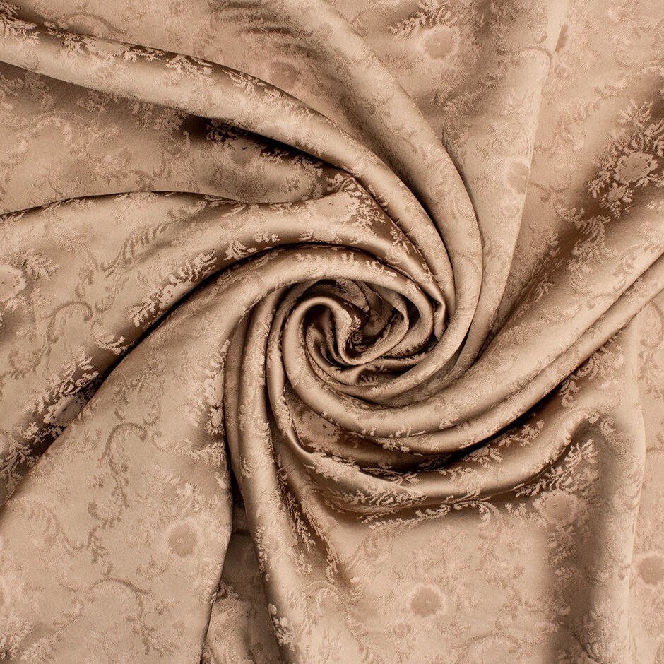Soft Brown Floral Jacquard Viscose