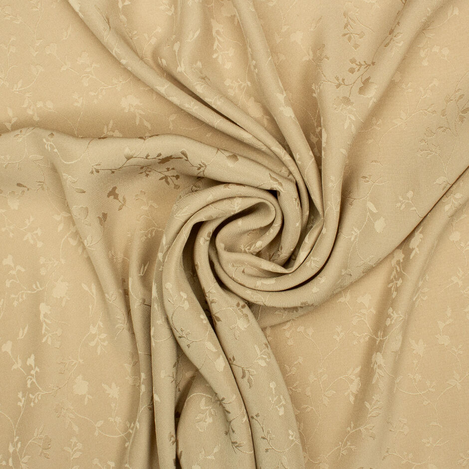Oyster Cream Floral Jacquard Viscose Crêpe (A 2.35m Piece)