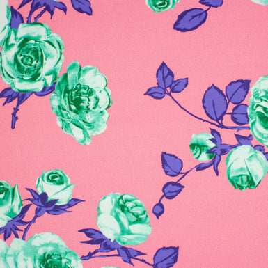 Mint Green & Purple Floral Printed Luxury Pink Cotton