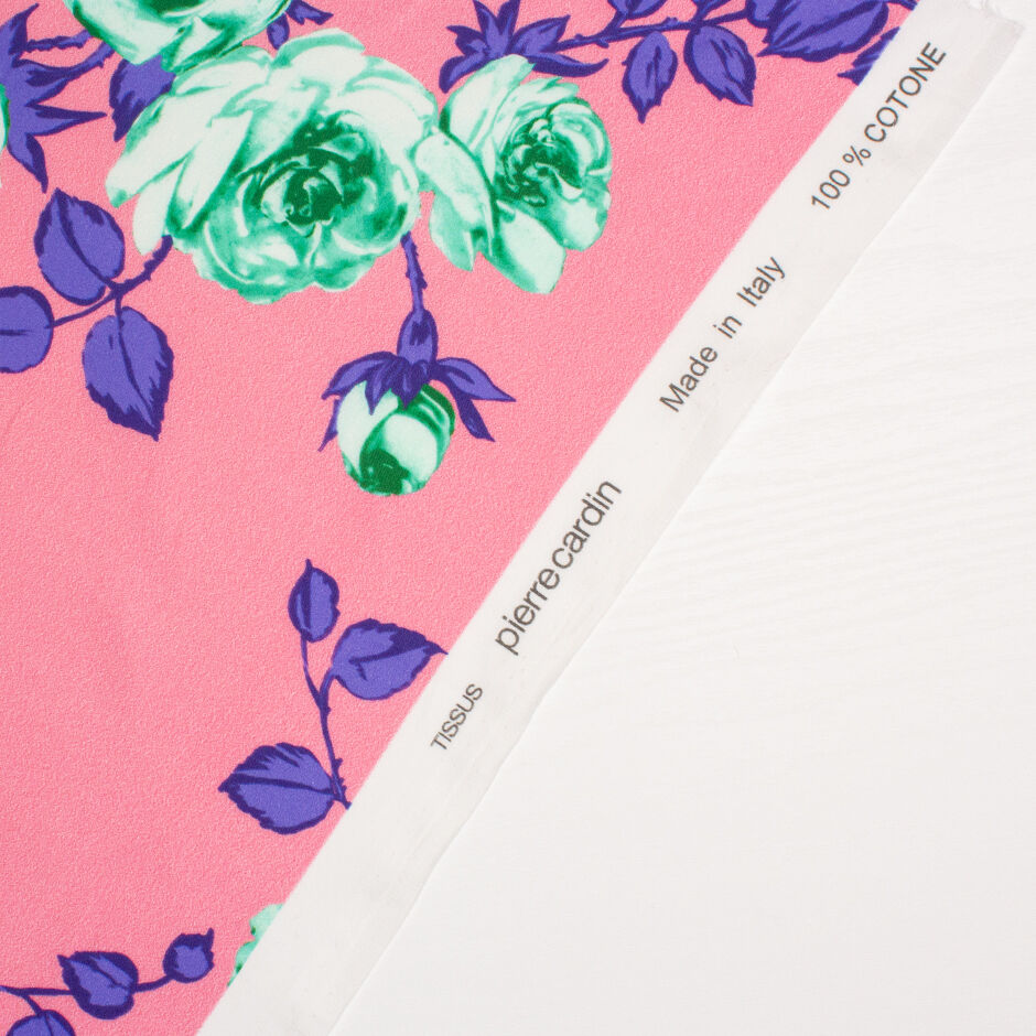 Mint Green & Purple Floral Printed Luxury Pink Cotton