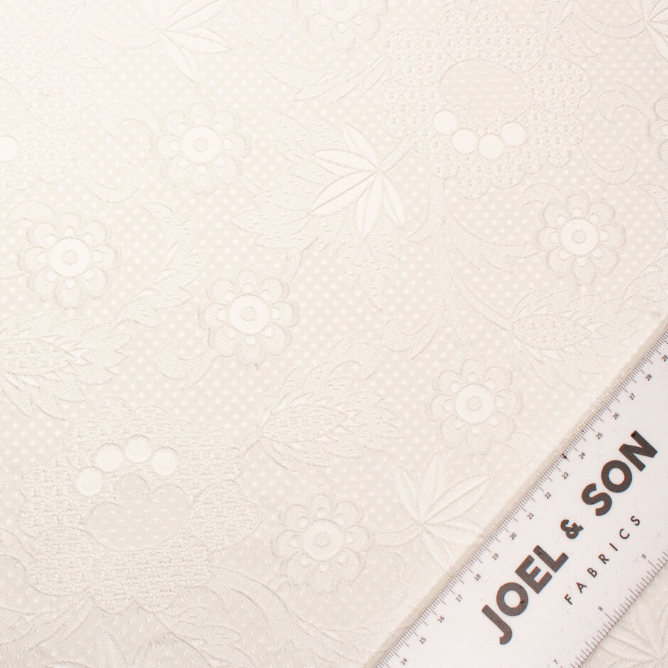 Off-White Floral Jacquard Silk Blend Cloqué