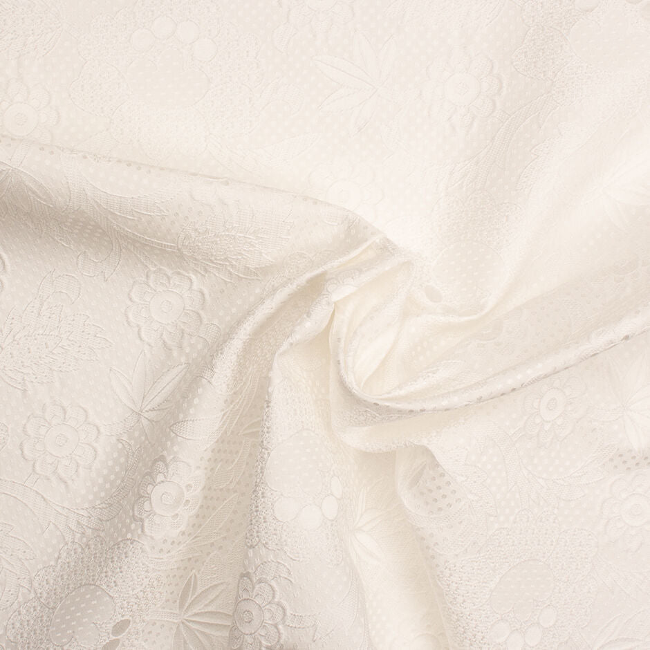 Off-White Floral Jacquard Silk Blend Cloqué