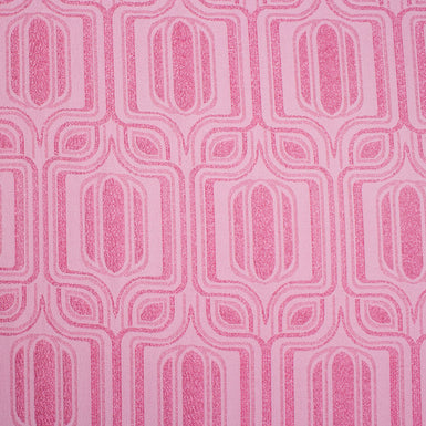 Bubble Gum Pink Geometric Metallic Blend Silk