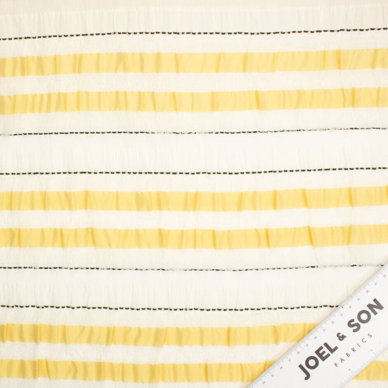 Yellow Striped Pure Silk 'Frilles' | Pure Silk Fabric