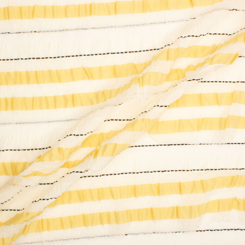 Yellow Striped Pure Silk 'Frilles' | Pure Silk Fabric
