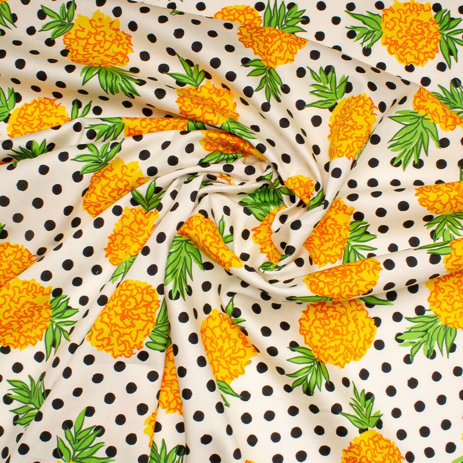Yellow Floral & Polka Dot Printed Luxury Cotton
