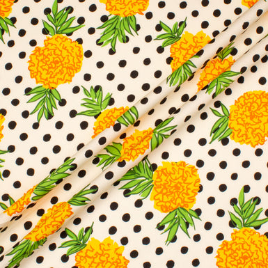 Yellow Floral & Polka Dot Printed Luxury Cotton
