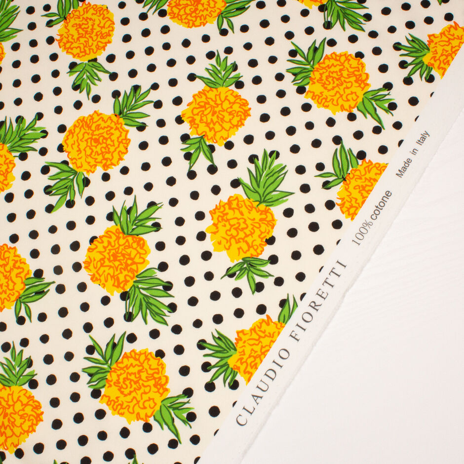 Yellow Floral & Polka Dot Printed Luxury Cotton