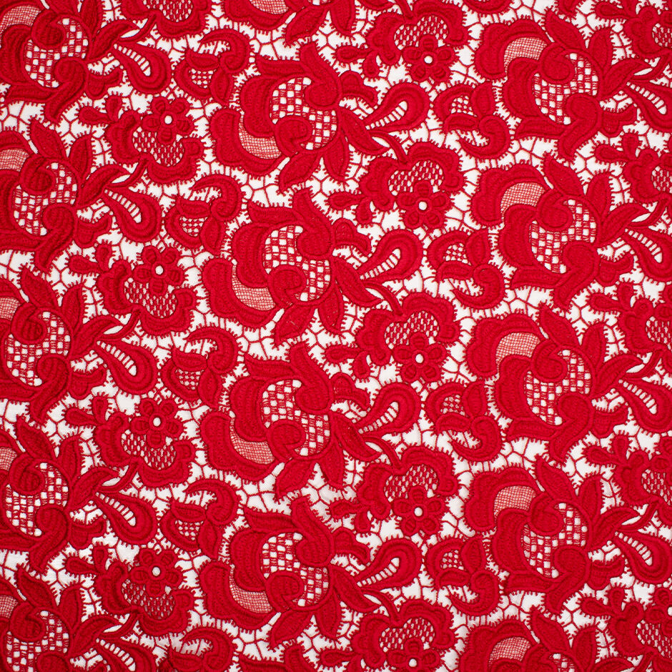 'Valentino' Red Floral Guipure Lace