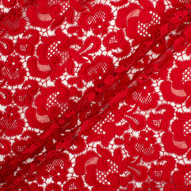 'Valentino' Red Floral Guipure Lace
