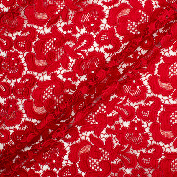 Valentino Red Floral Guipure Lace Luxury Lace Fabric