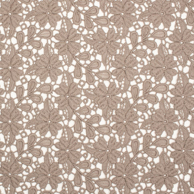 Deep Taupe Wool Guipure Lace