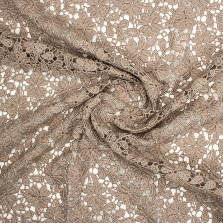 Deep Taupe Wool Guipure Lace