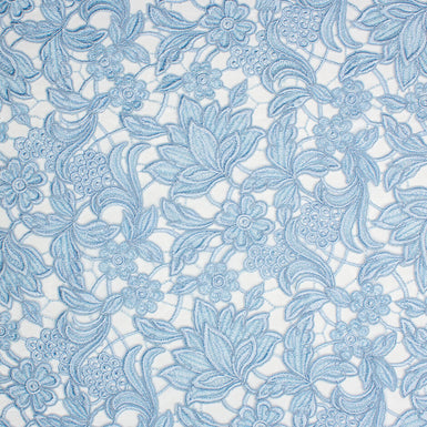 Baby Blue Floral Corded Guipure Lace (A 1.15m Piece)