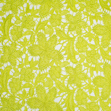 Fluorescent Lime Green Floral Guipure Lace