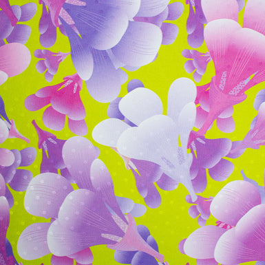 Vibrant Abstract Floral Printed Silk Jacquard