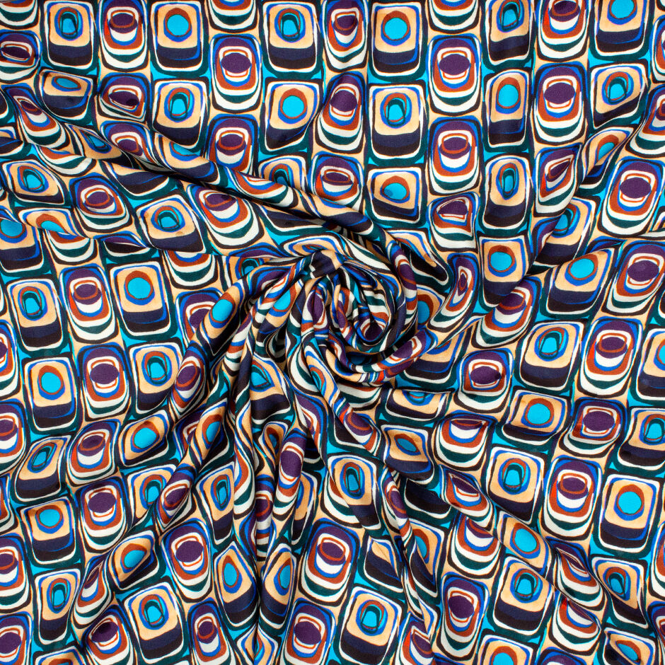 Purple, Beige, Blue Abstract Geo Silk Jacquard ( A 2.80 Piece)