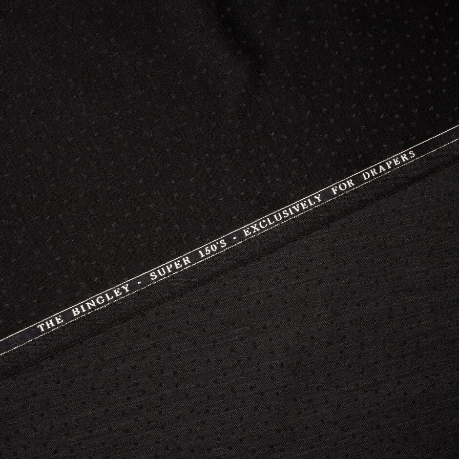 Dark Grey Spot Jacquard Pure Wool Suiting