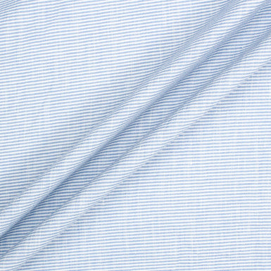 Blue Candy Pinstriped Linen & Cotton Blend Shirting