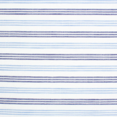 Blue Multi Striped White Pure Linen