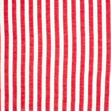 Wide Red & White Striped Pure Linen