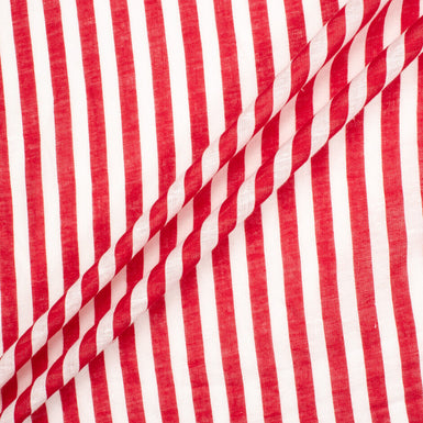 Wide Red & White Striped Pure Linen