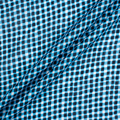 Black & Turquoise Checkered Pure Linen