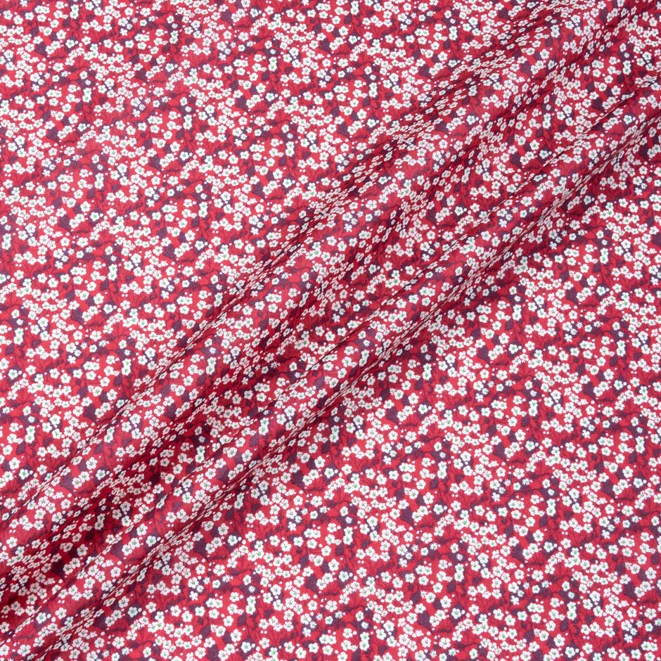 White Floral Red 'Mitsi Valeria' Liberty Tana Lawn Cotton