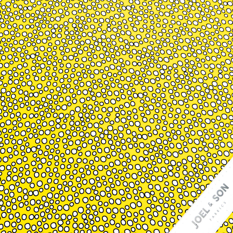 Black & White Spotted Bright Yellow Pure Silk Crêpe