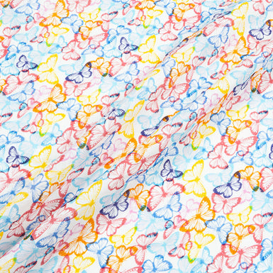 Multi-Coloured Butterfly Printed Lightweight Linen