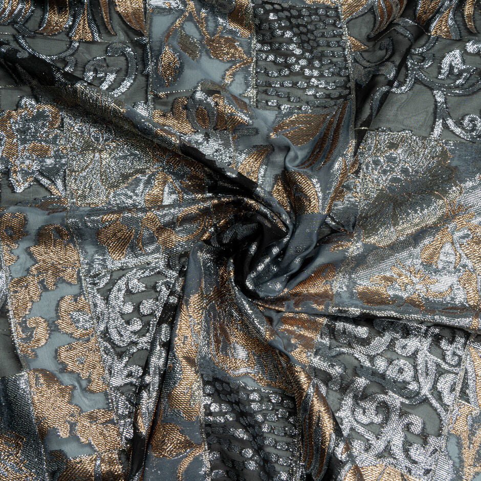 Gold & Silver Metallic Patchwork Chiffon (A 2.25m Piece)