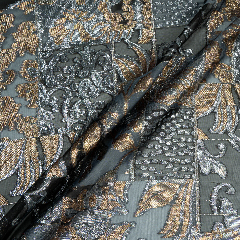 Gold & Silver Metallic Patchwork Chiffon (A 2.25m Piece)