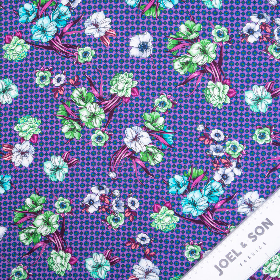 Floral & Geo Printed Violet Luxury Cotton