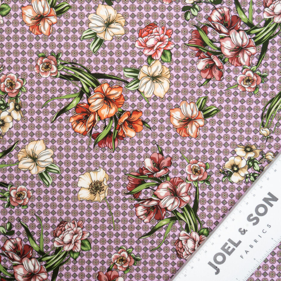 Floral & Geo Printed Pink Luxury Cotton