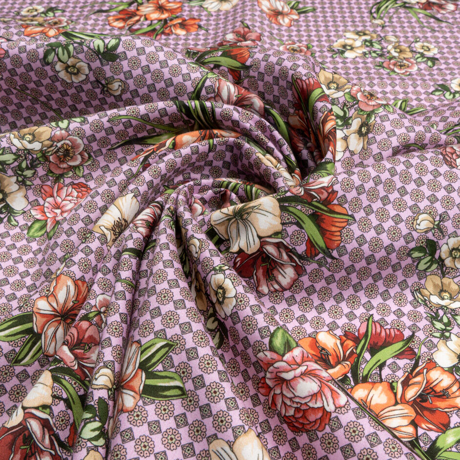 Floral & Geo Printed Pink Luxury Cotton